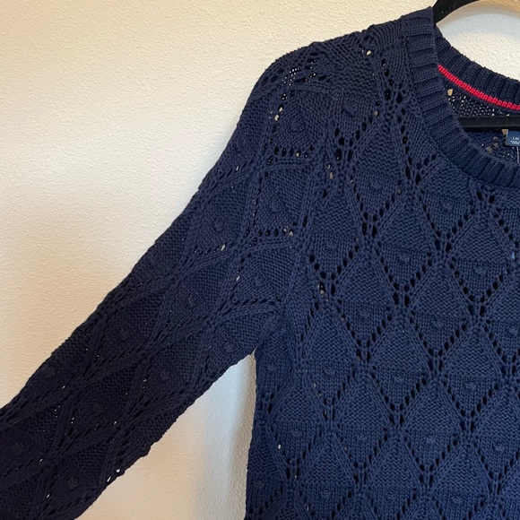 NWT Tommy Hilfiger Classic Navy Open Knit Sweater - Size L - Picture 5 of 9